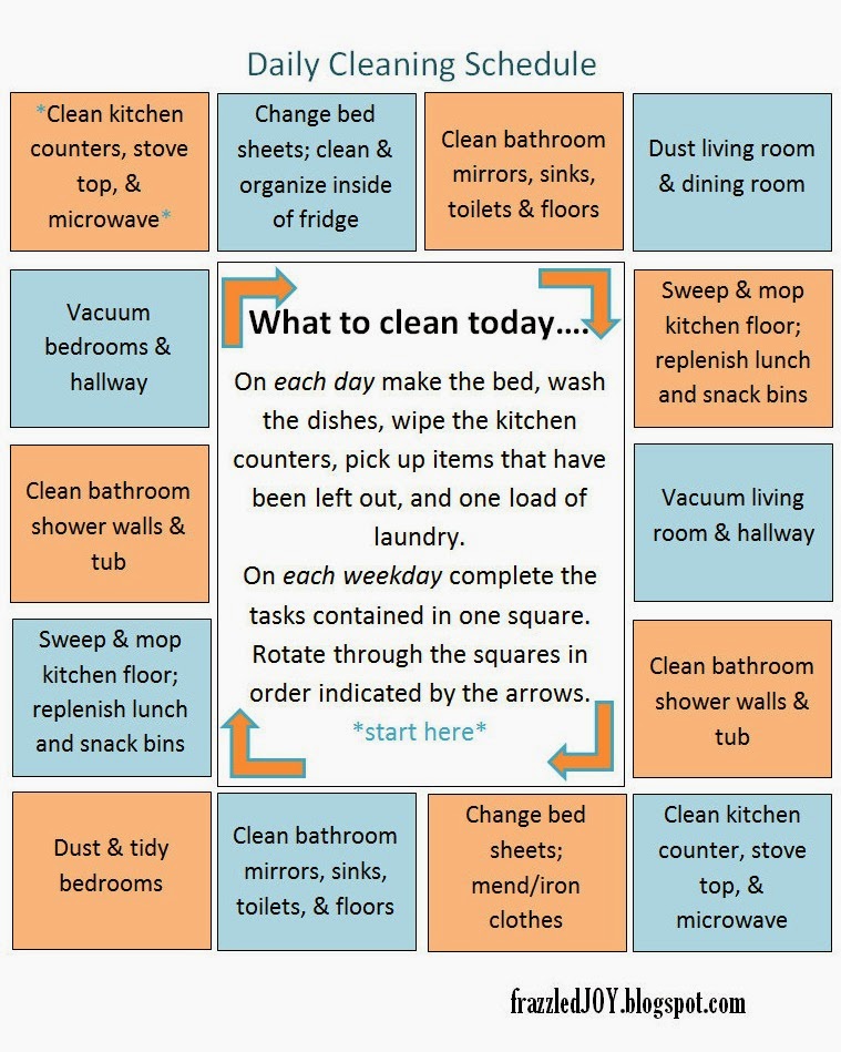 daily cleaning schedule printable