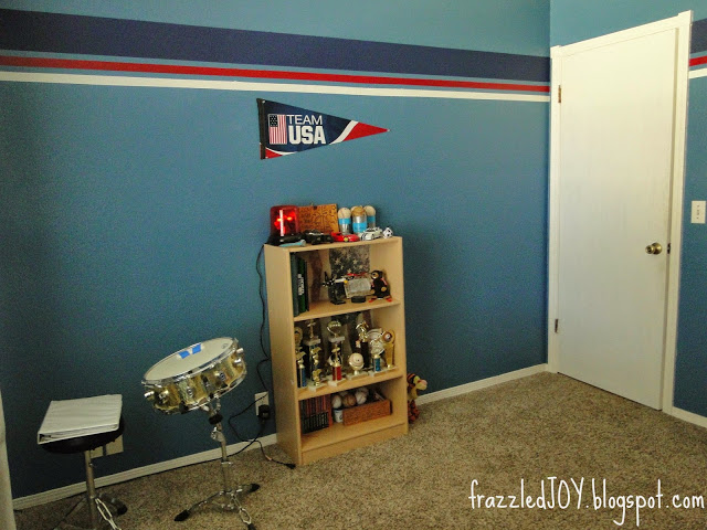 red white and blue striped wall