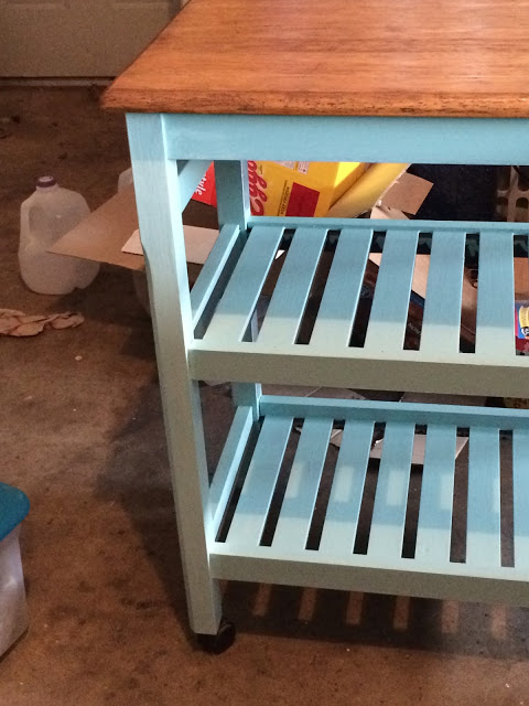 turquoise kitchen cart