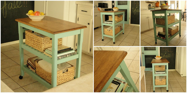 butcher block kitchen cart turned kitchen island