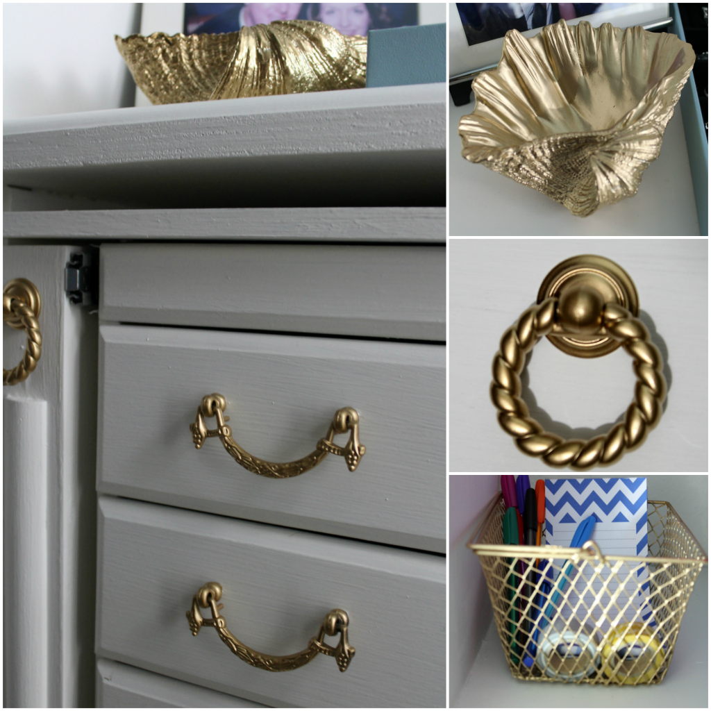 gold accents in closet update