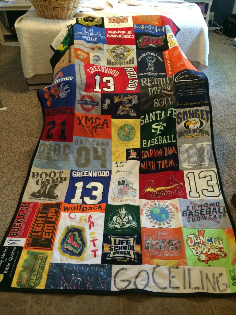 random pattern tshirt quilt