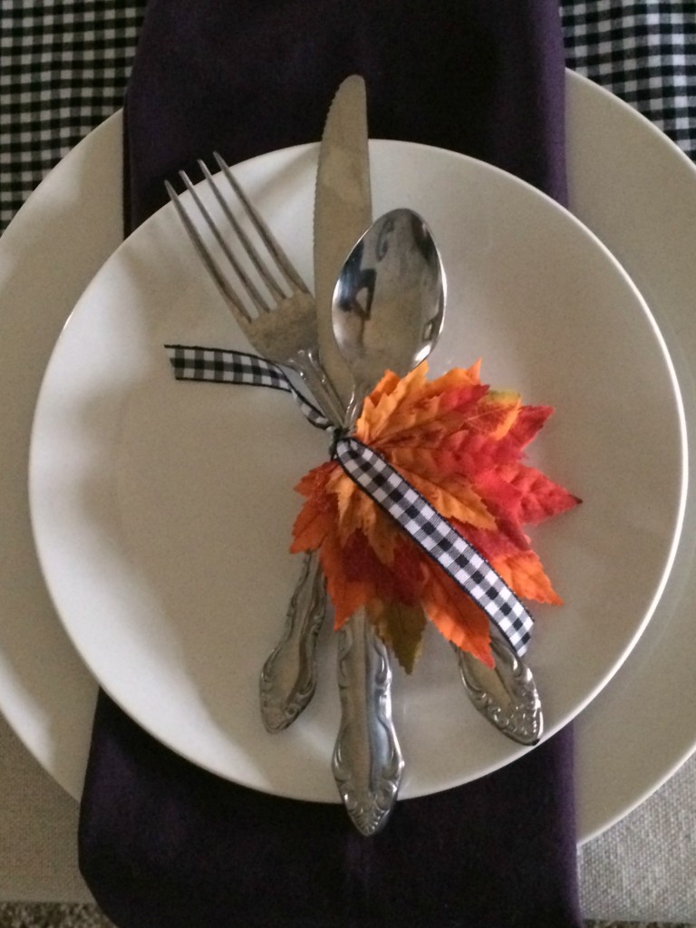 fall place setting with purple