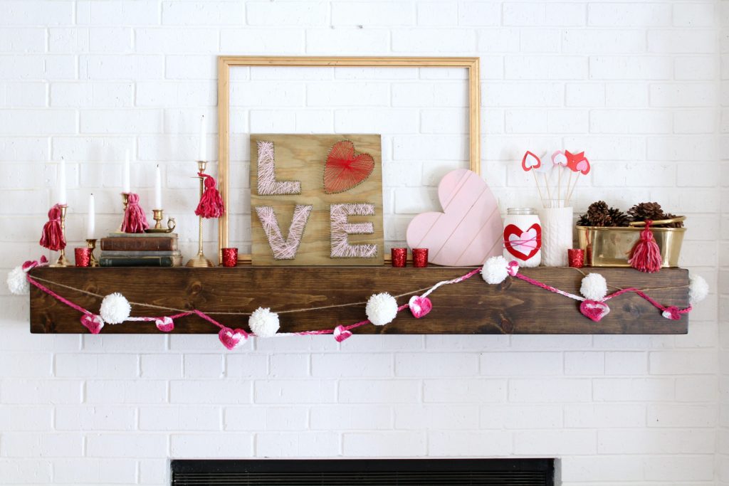 Valentine's Day mantel decor