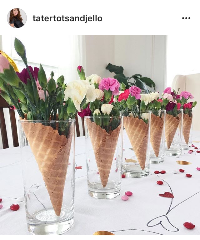 waffle cone centerpieces from tatertots and jello