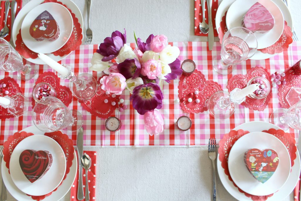 Gingham, polka dots, and tulips for Valentine's day