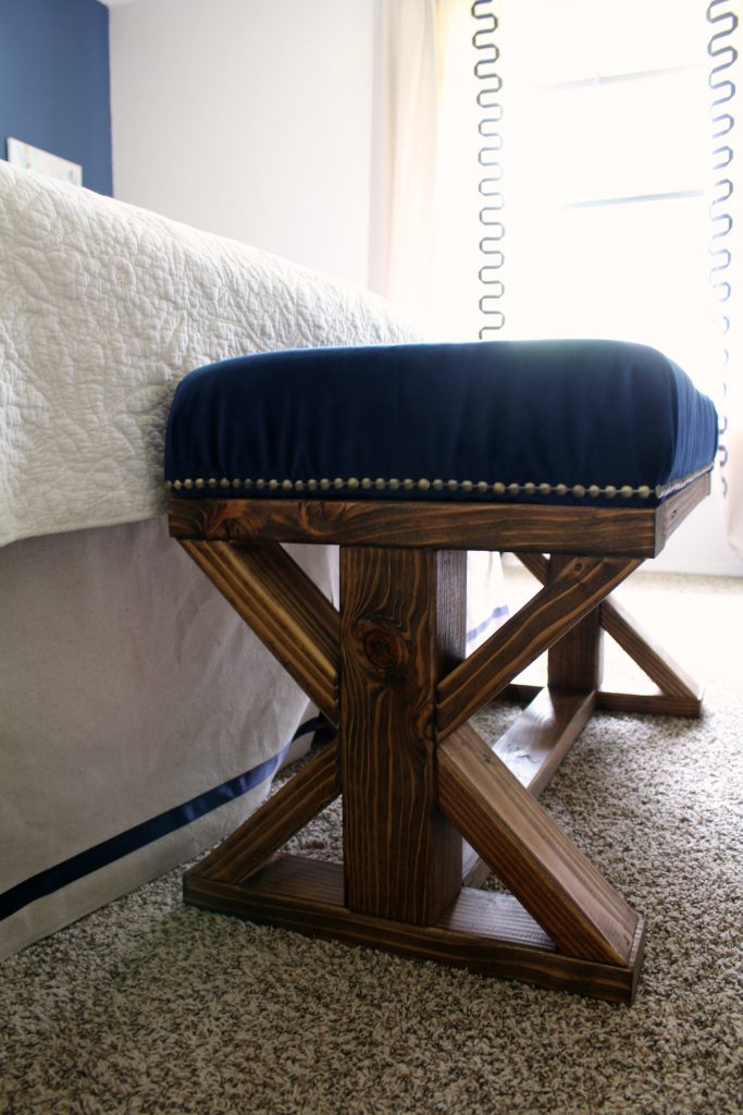 DIY upholstered farmhouse style bench