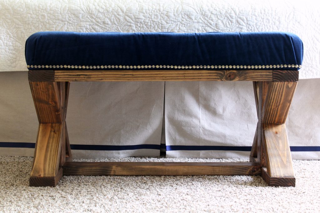 DIY upholstered farmhouse style bench