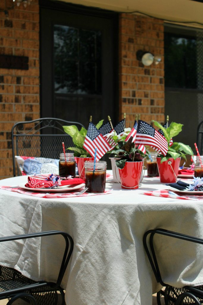 Red, white and blue summer tablescape