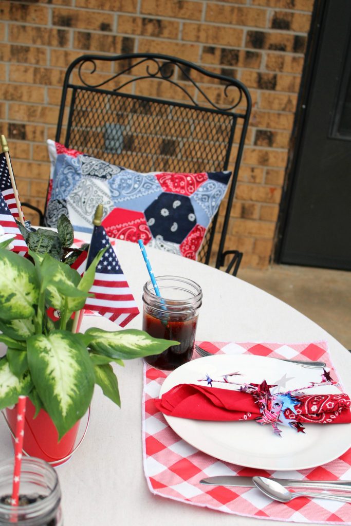 Red, white and blue place setting