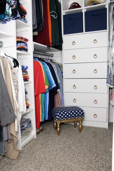 upholstered stool for closet update