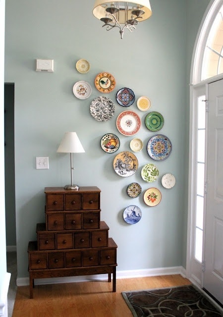 Eclectic plate wall