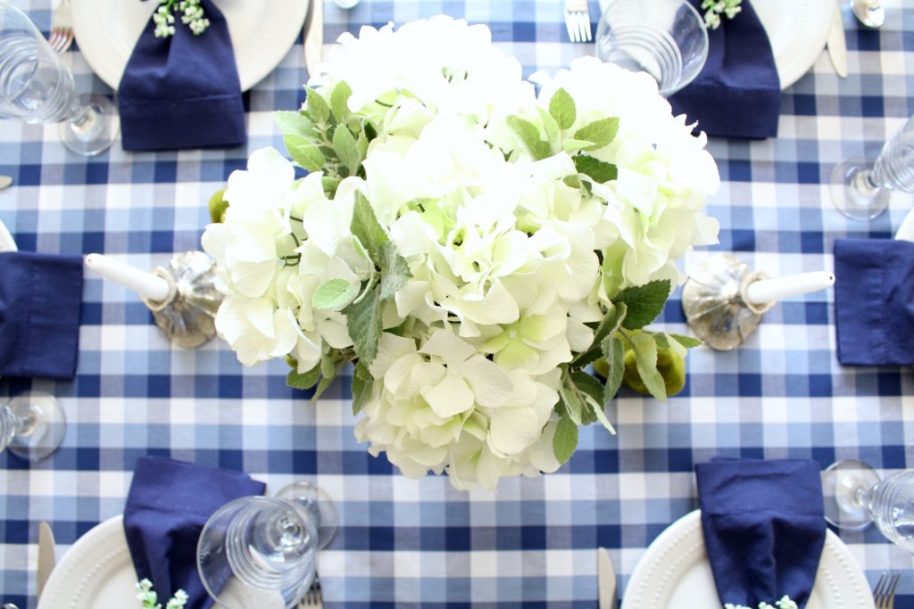 Sometimes faux flowers do the trick, just like these faux hydrangeas.