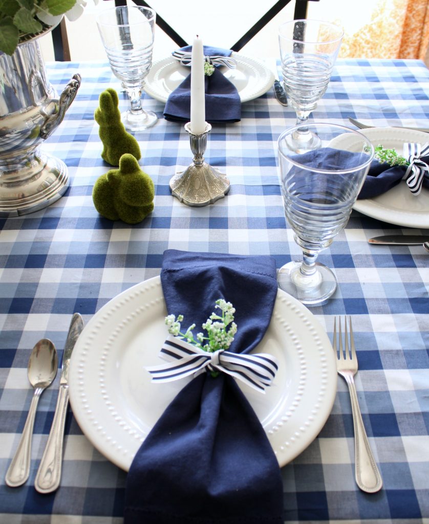 Add a little greenery in your napkins rings for a little extra spring.