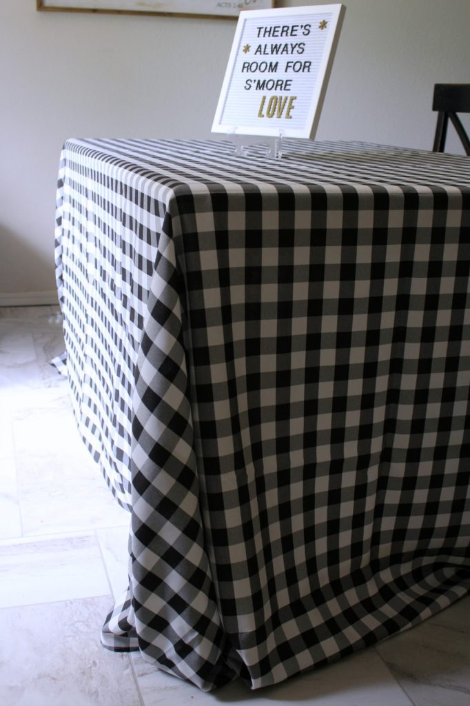 floor length black and white gingham tablecloths