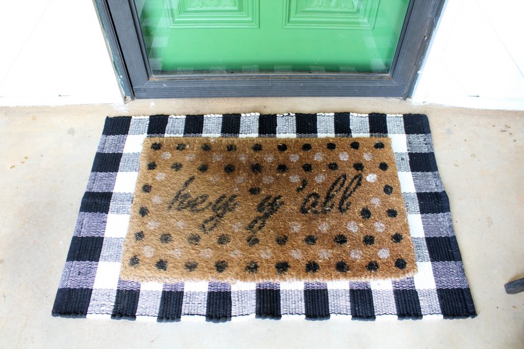 Layered front door mats - black and white gingham