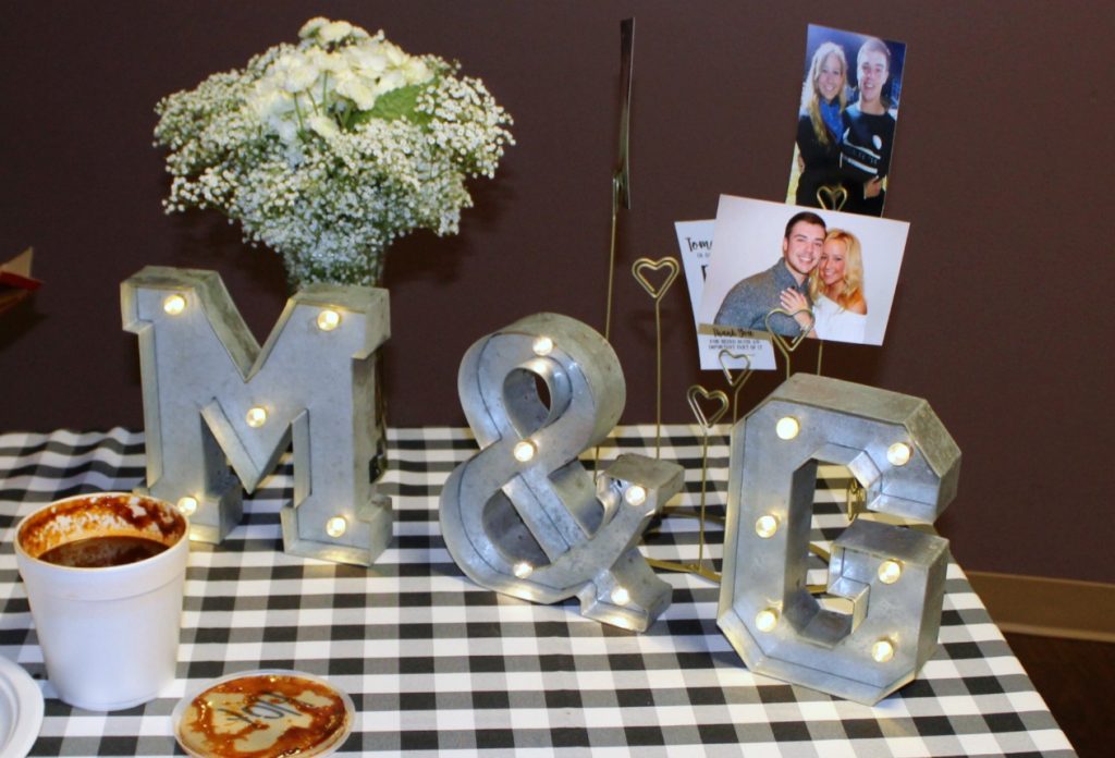 marquee letters rehearsal dinner decor