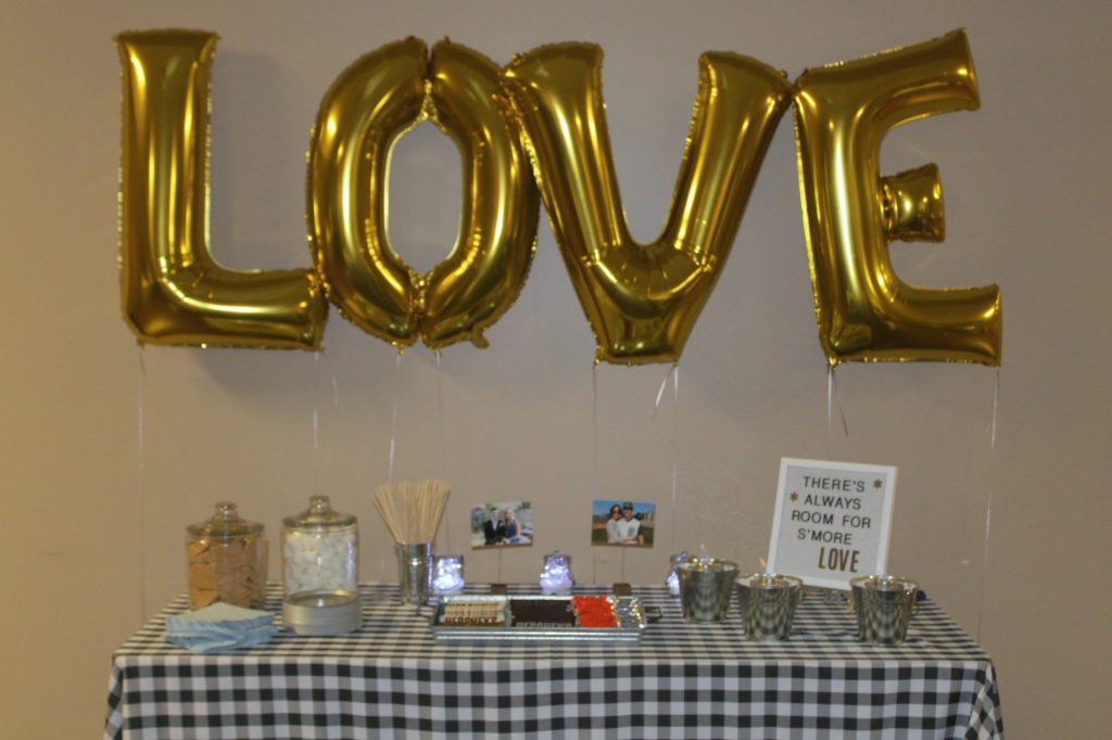 LOVE balloons rehearsal dinner decor