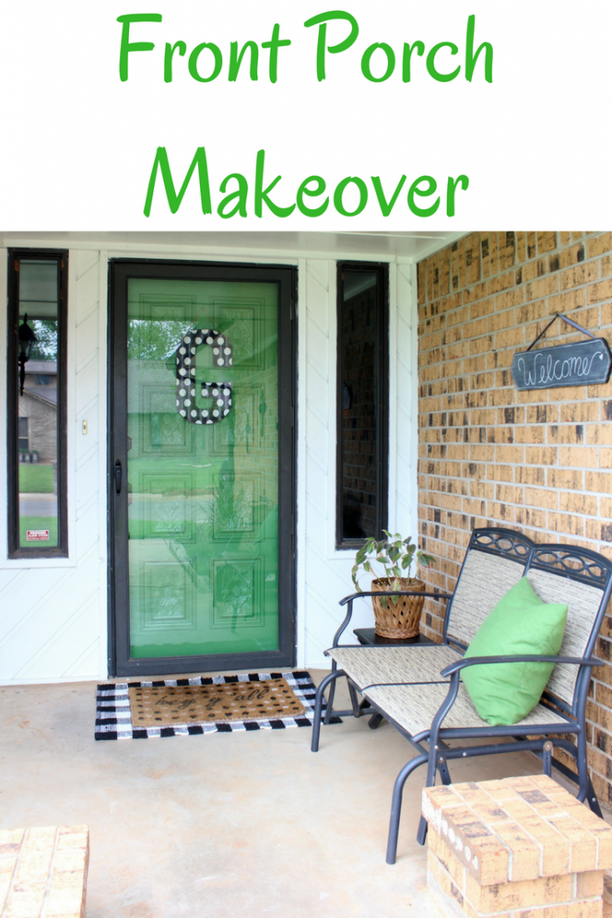 Front Porch Makeover - Black, white and green
