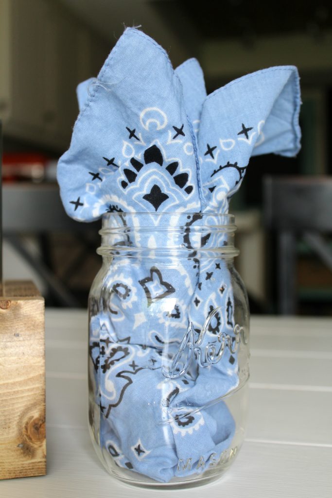 mason jar glass and bandana napkin