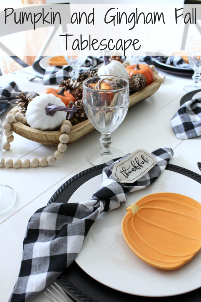 Pumpkin and Gingham Fall Tablescape