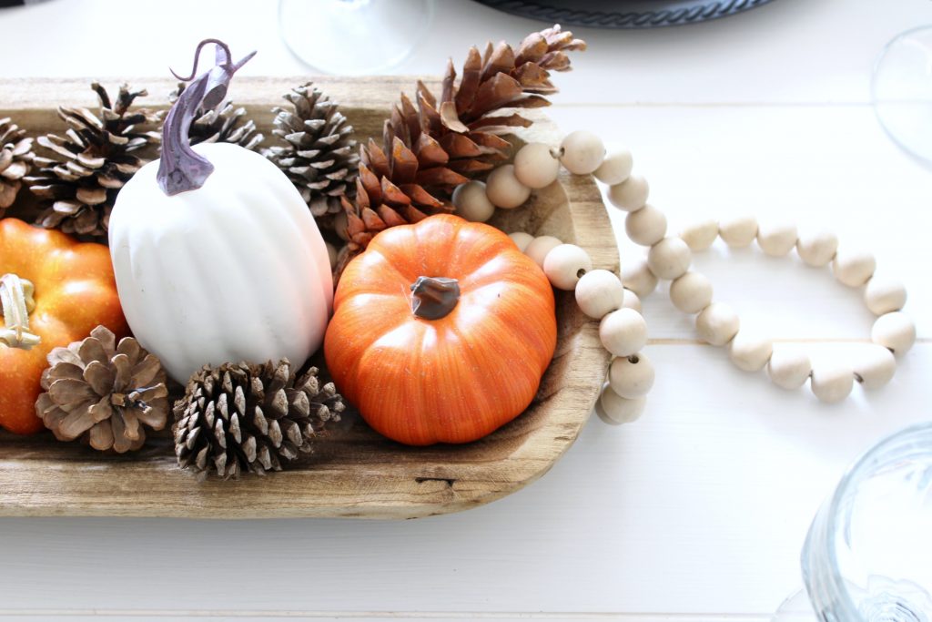 Natural faux pumpkin fall centerpiece