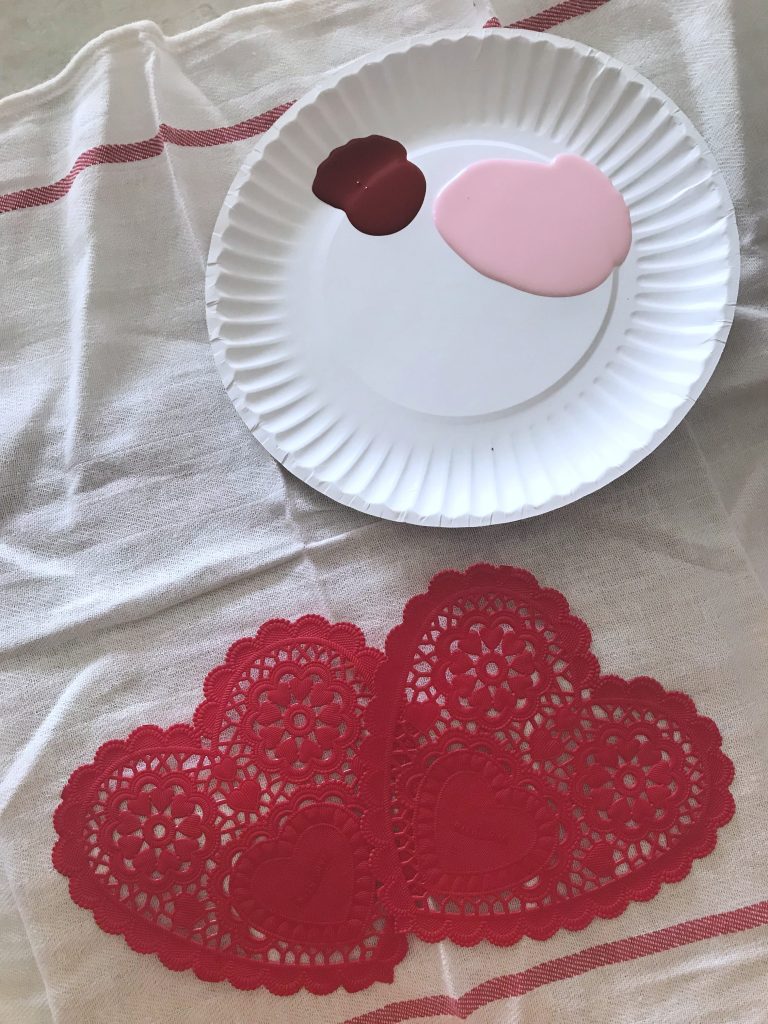 fabric paint DIY heart stencil