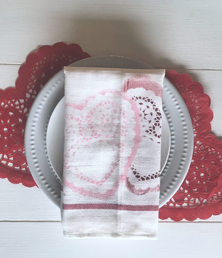 Heart Stenciled Napkins or Tea Towels