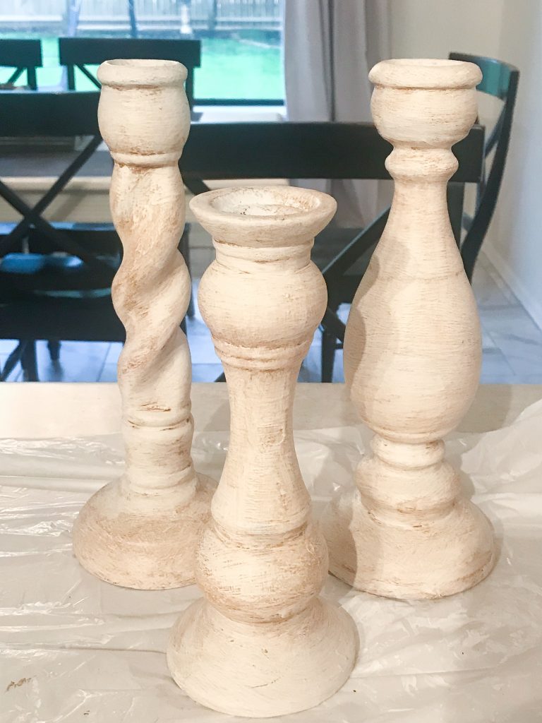 Painted thrifted candlesticks