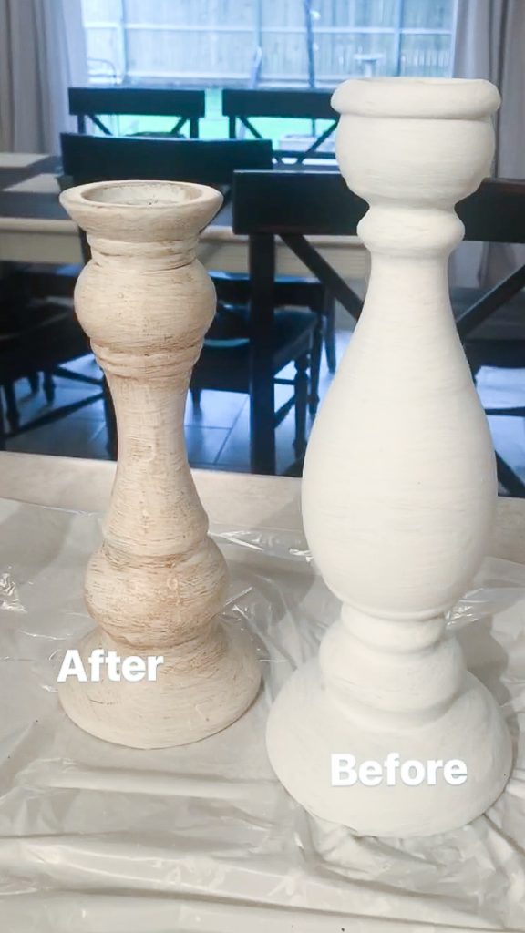 Before and after adding brown wax