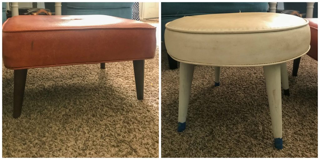 Retro Ottomans before makeover