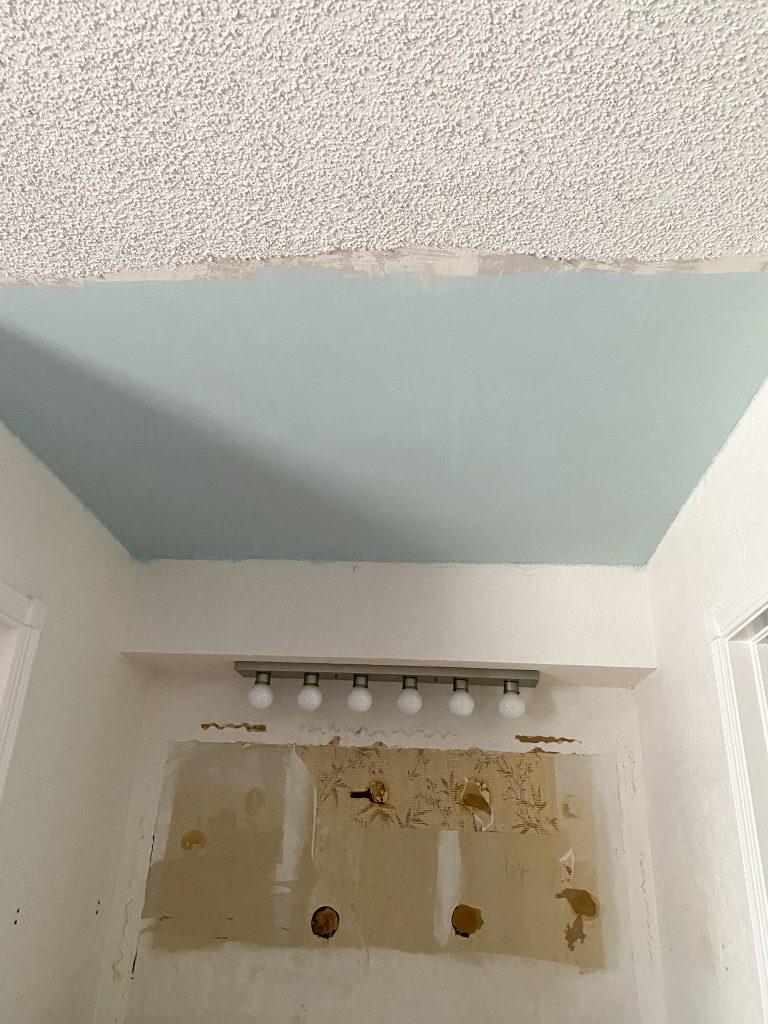 Painted ceiling in bathroom space