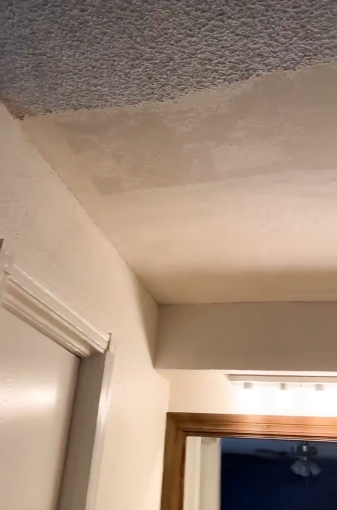 Popcorn ceiling removed in bathroom space