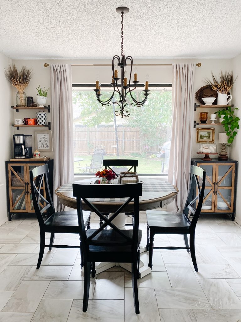 Breakfast nook dressed up for fall