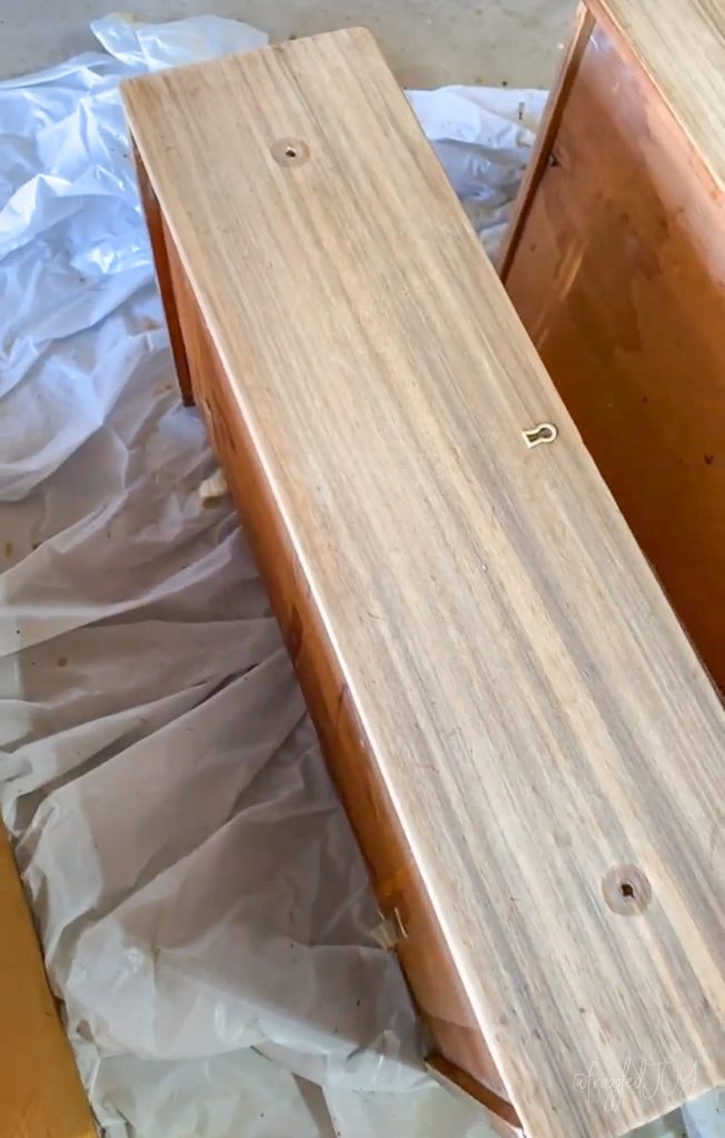 Dresser drawer stripped with over cleaner