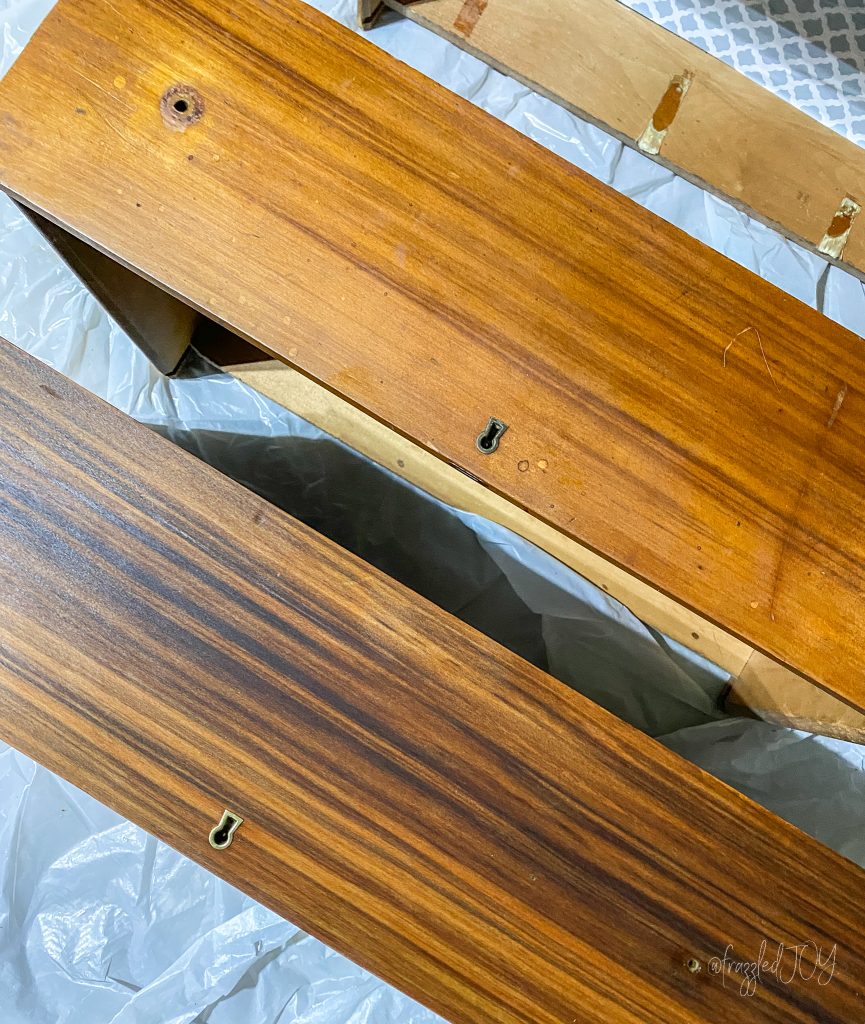 Dresser drawer stripped with over cleaner